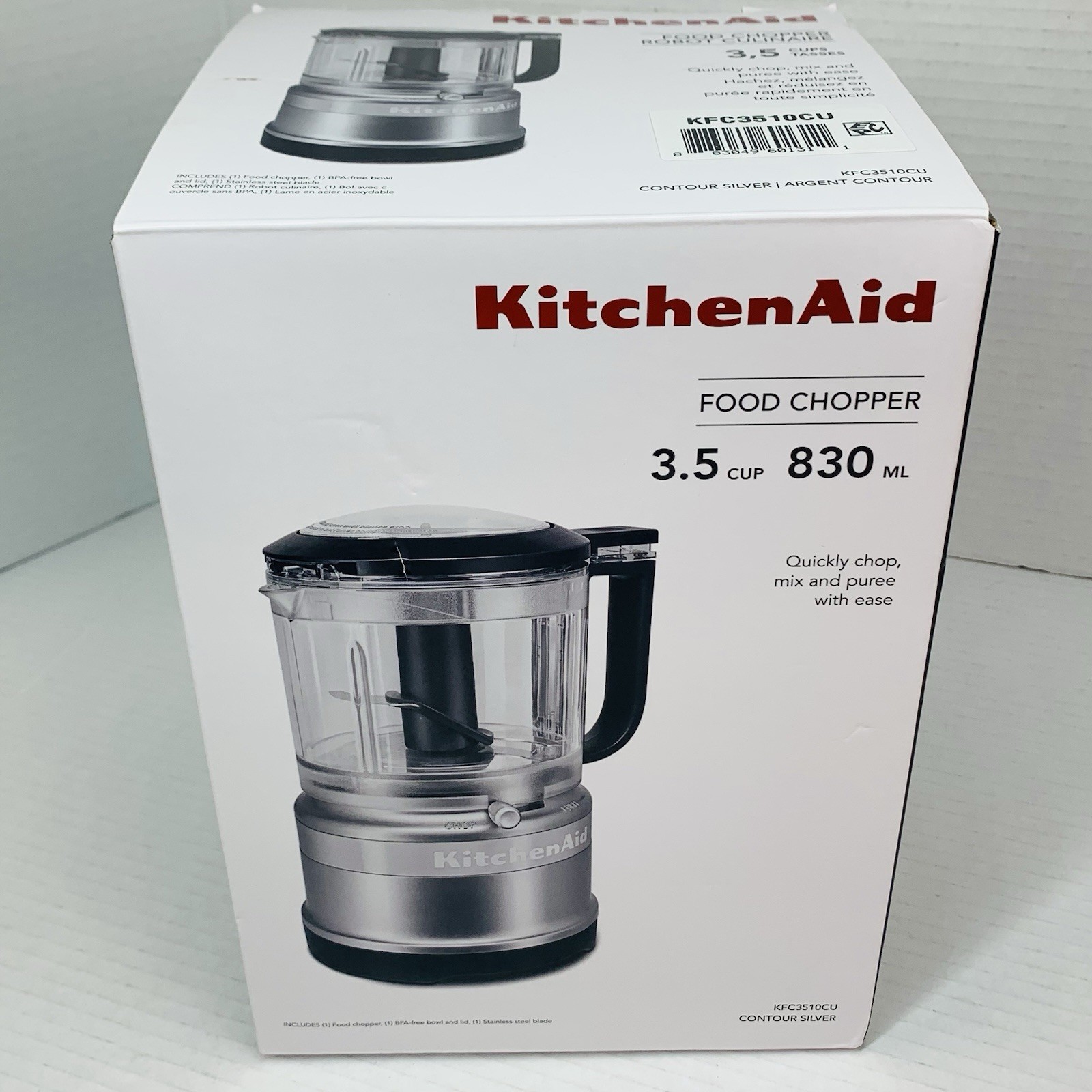 KitchenAid 3.5 Cup Food Chopper Contour Silver – KFC3516CU – Chop – Mix – Purée