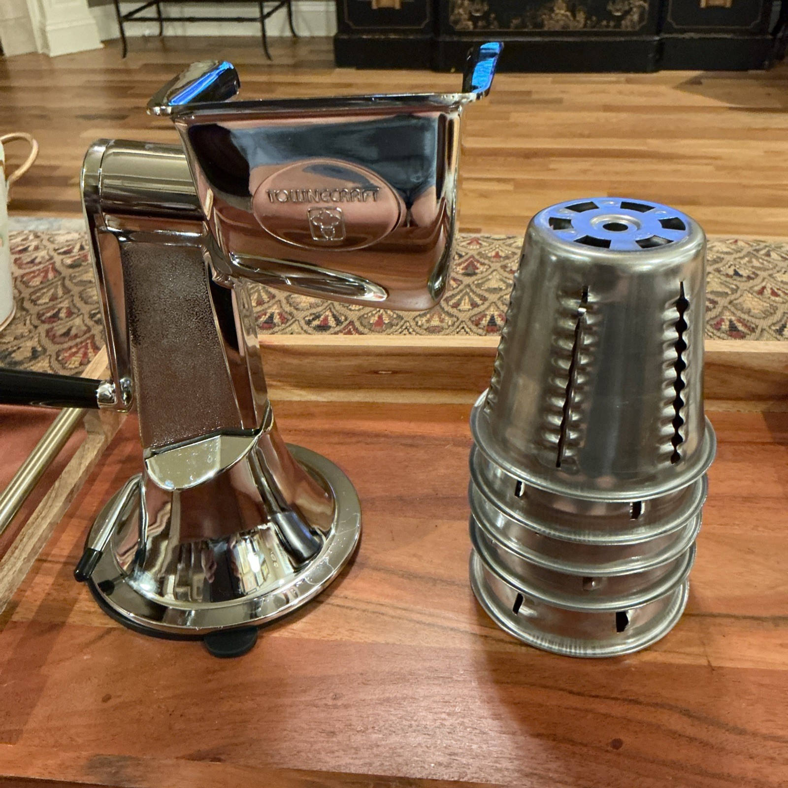 Townecraft VTG Stainless Steel Food Processor Shredder Slicer W/ 5 Cones USA