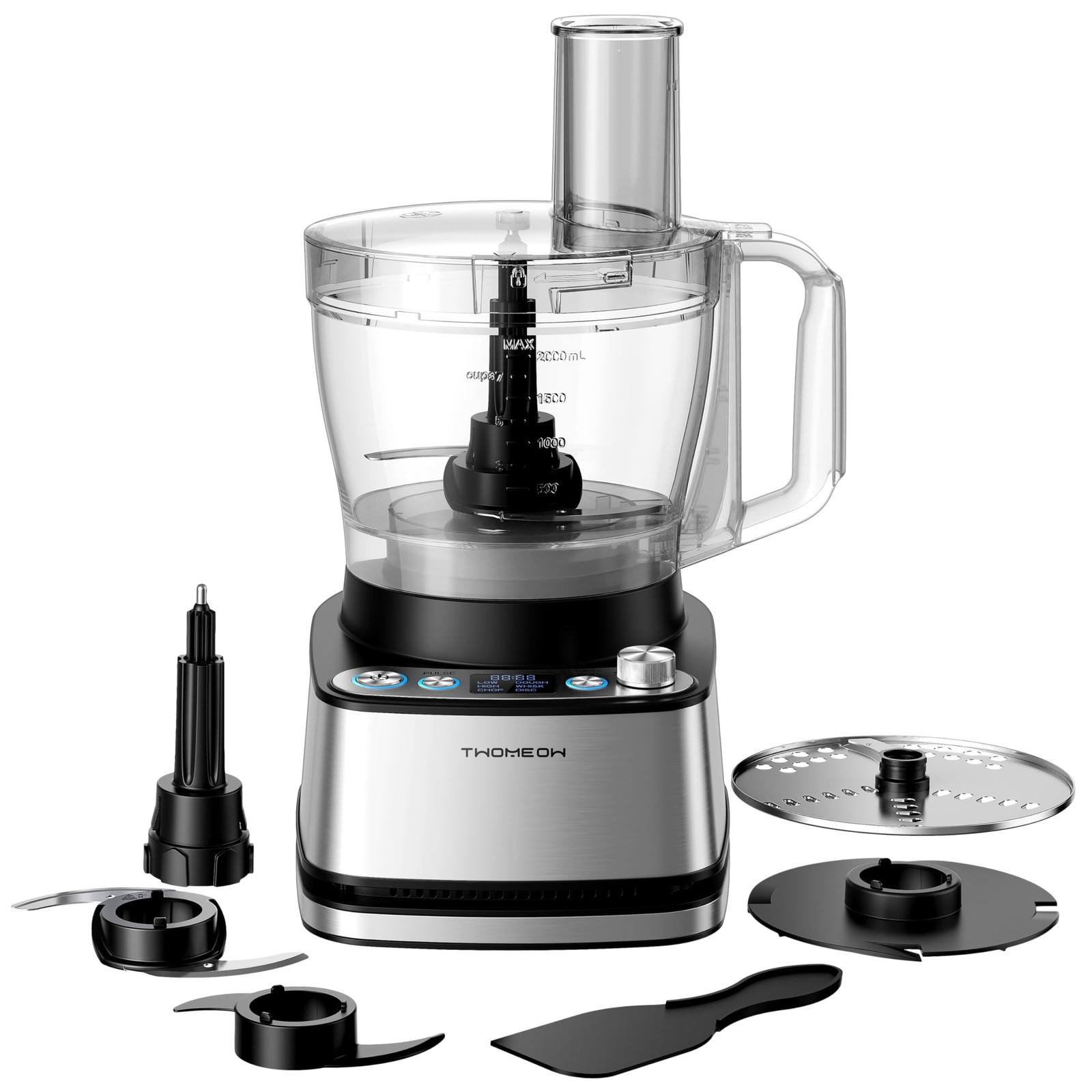 Food Processor, 4 Programs & Pulse,1000W Max Power,12 Cups Total Volume for S…