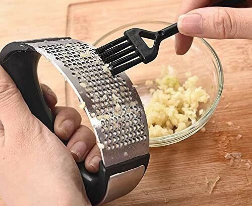 Angel’s Peel Lounge Garlic Press Rocker- Stainless Steel Garlic Mincer Crusher