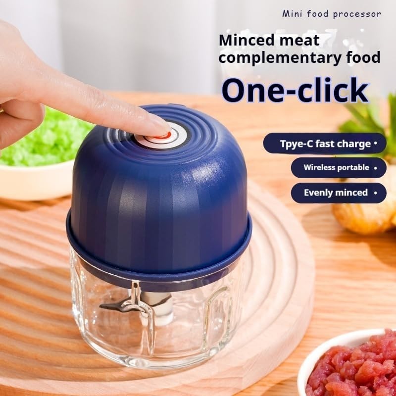 Compact Electric Chopper with Stainless Steel Blades for Effortless Food Prep