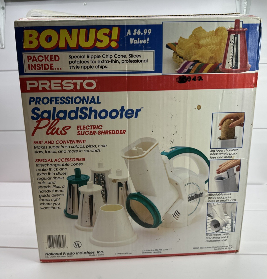 PRESTO Professional Salad Shooter PLUS Electric Slicer Shredder NEW IN BOX 02972