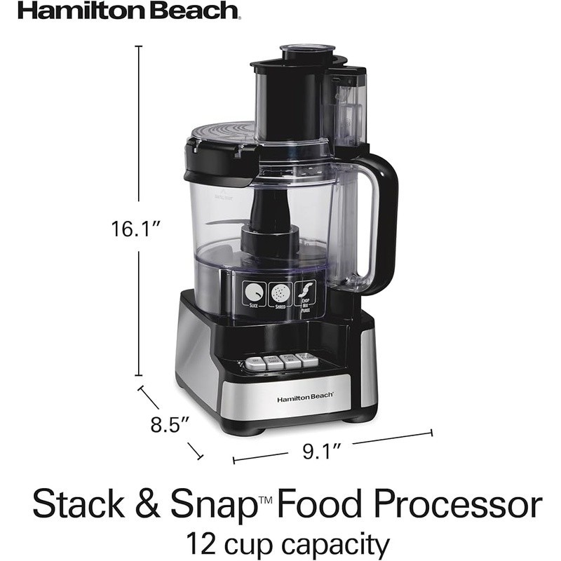 Food Processor 12 Cup Stack Snap Big Mouth Chute 450W Slicer Shredder Chopper US