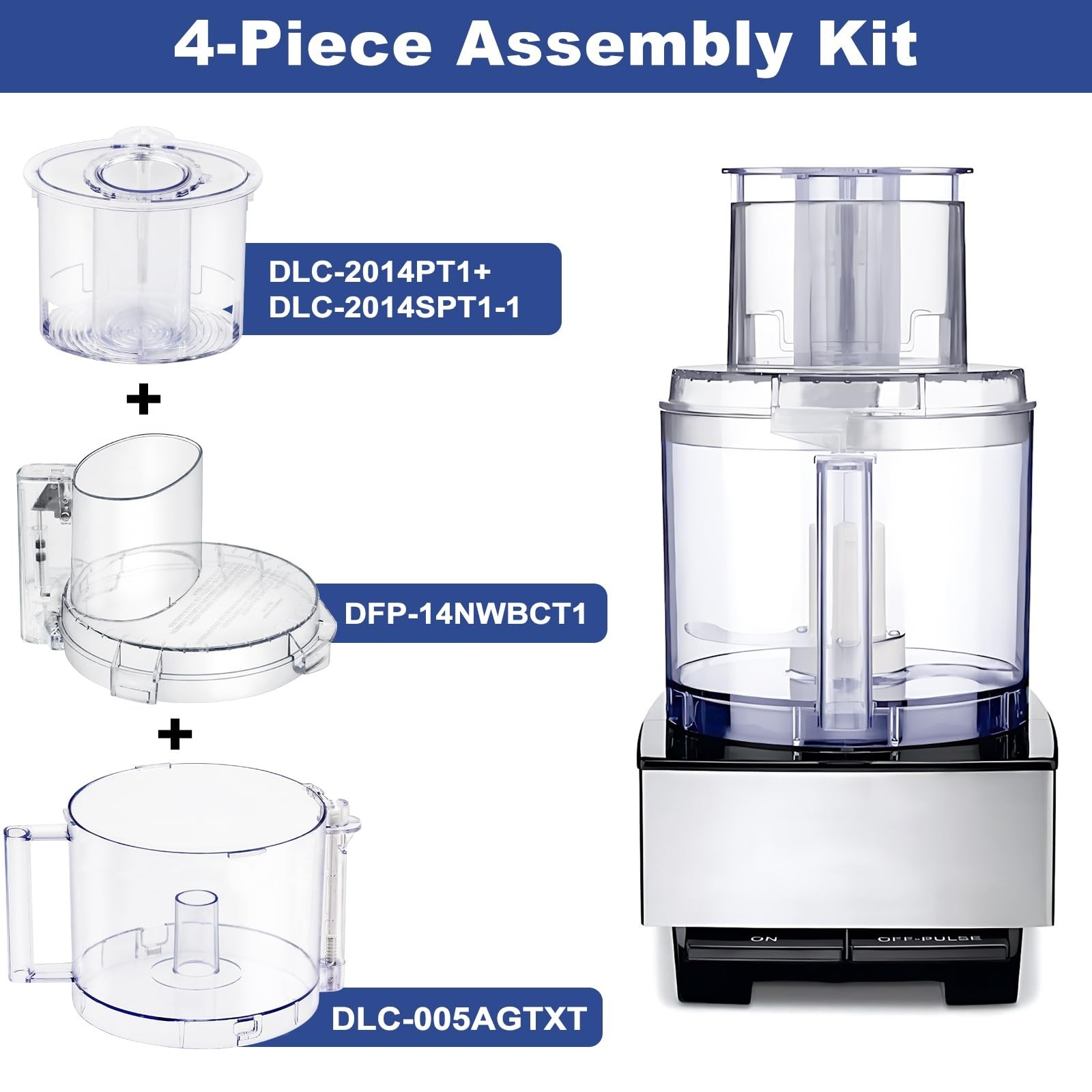 14-Cup Food Processor Work Bowl Kit Replacement with 4 Locking Tabs & Pusher