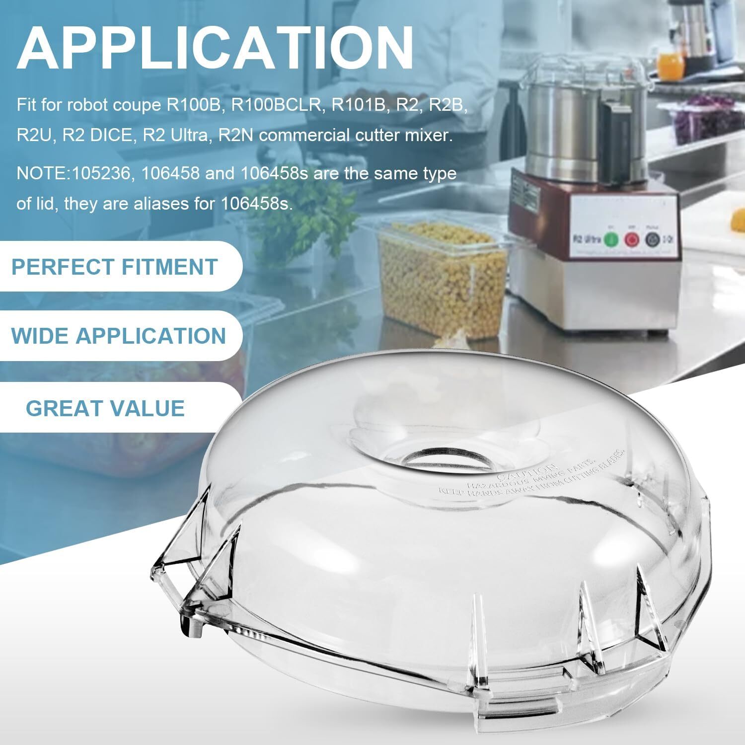 106458S Cutter Bowl Lid for Robot Coupe R100B, R100BCLR, R101B, R2, R2B, R2U