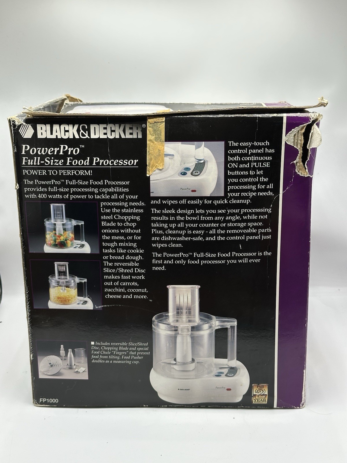 Black & Decker Power Pro FP1000 Full-Size Touch Control Food Processor W/Box!