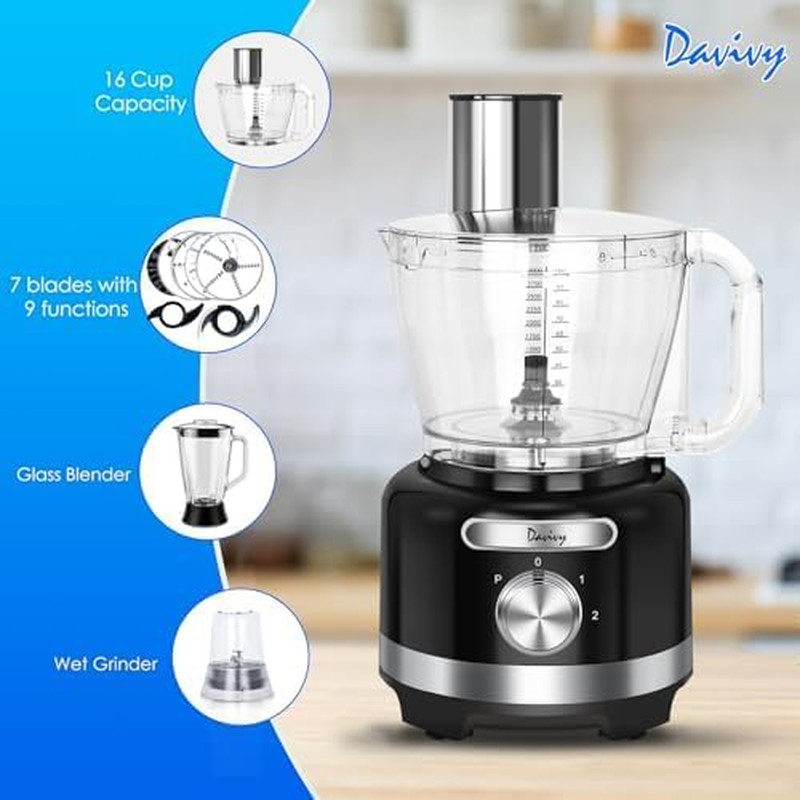 16 Cup Food Processors,11-In-1 Multifunction 3.8L Vegetables Chopper for Home Us