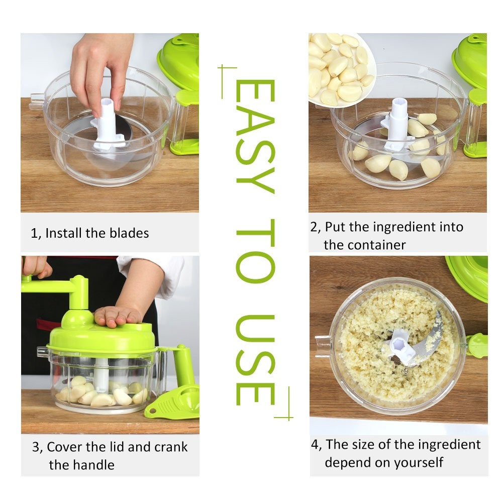 Cambom Manual Vegetable Cutter Food Processor 8 in 1 Chopper Mixer Blender