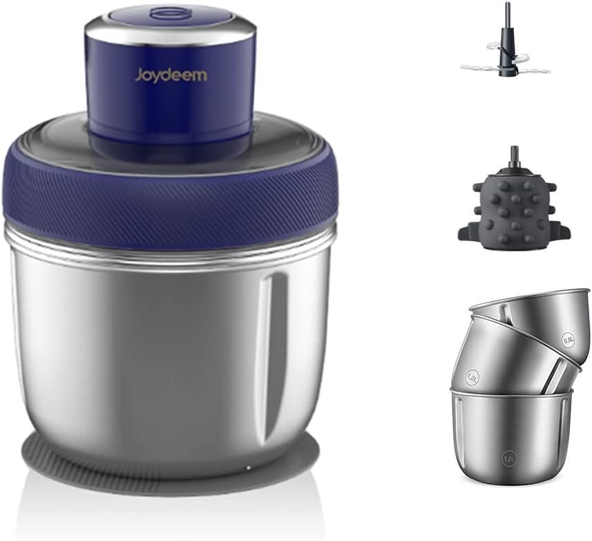 Joydeem JD-376B Electric Food Processor Grinder 300W w/ 3 Stainless Steel Bowls