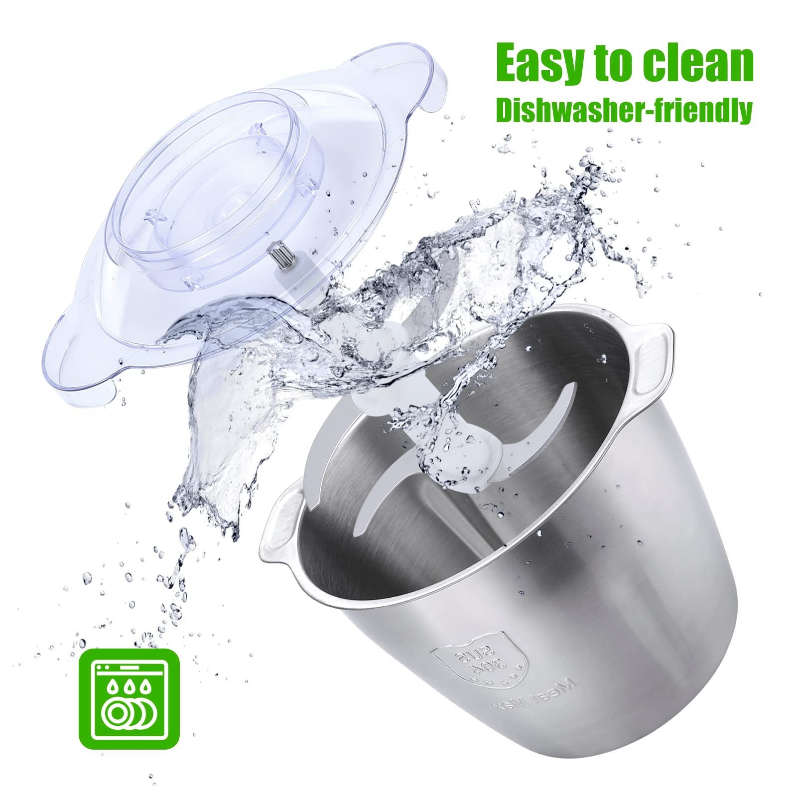 Food Processor 14 Cup 500W 2 Stainless Steel Bowls – 3 Speed Modes for Meat