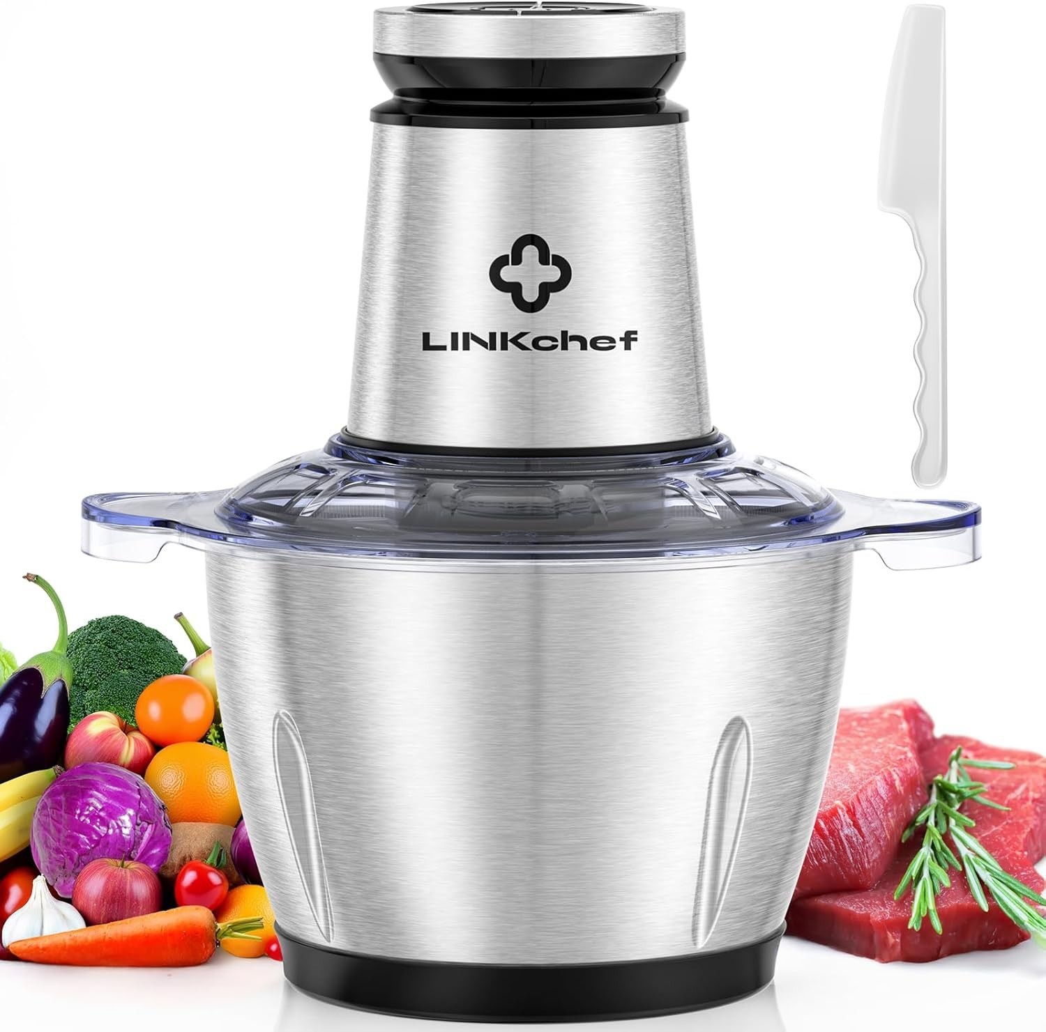 LINKChef 10 Cup Food Processor 600W Electric Meat Grinder Vegetable Chopper