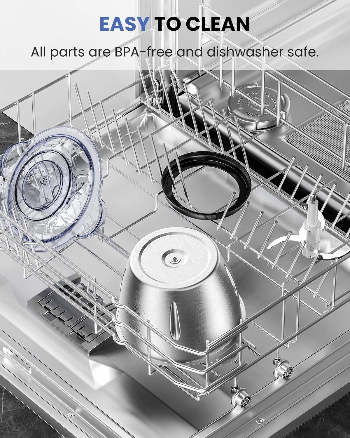 Powerful 600W Food Processor with 10 Cup Stainless Steel Bowl & 2-Speed Control
