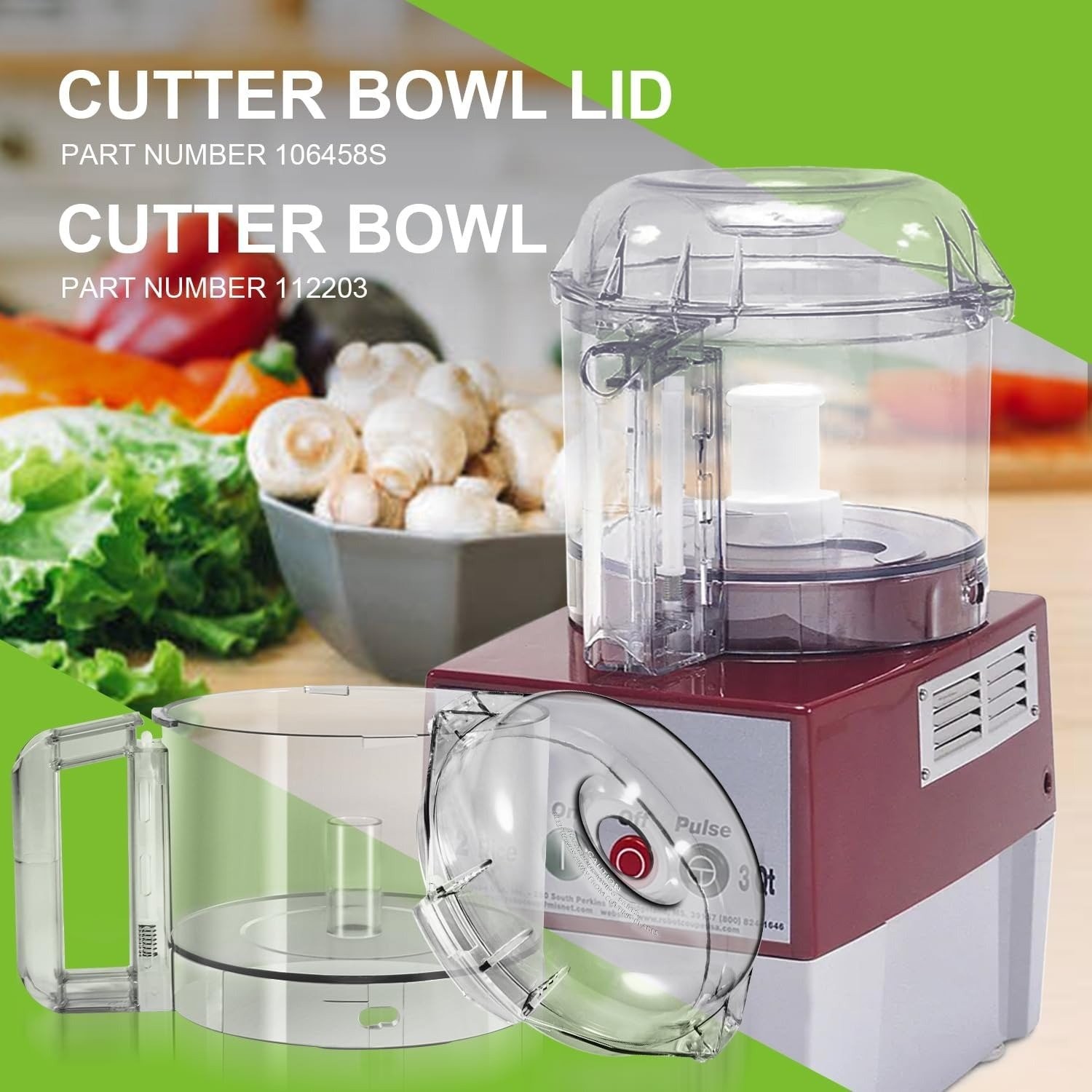 Bowl and Lid, Clear For Robot Coupe Food Processor Cutter 112203, 106458S