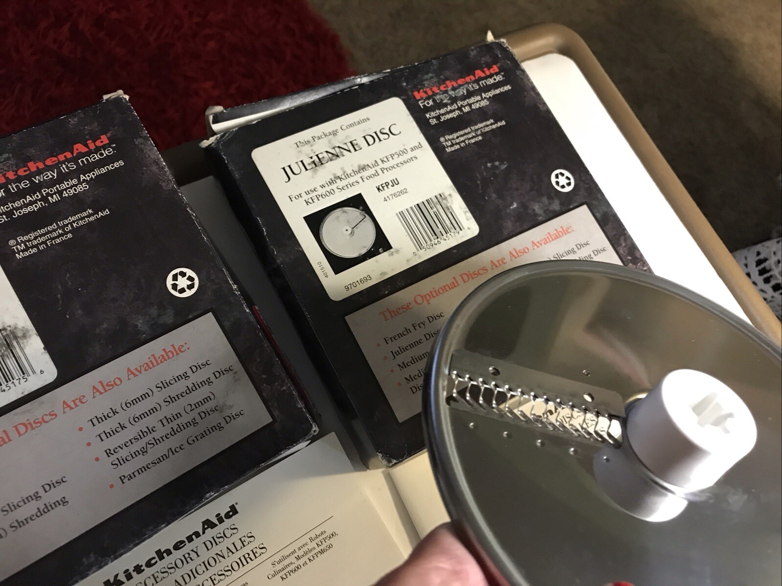 LOT OF 3 KitchenAid Food Processor Discs Thick 6MM Shredding Julienne French Fry