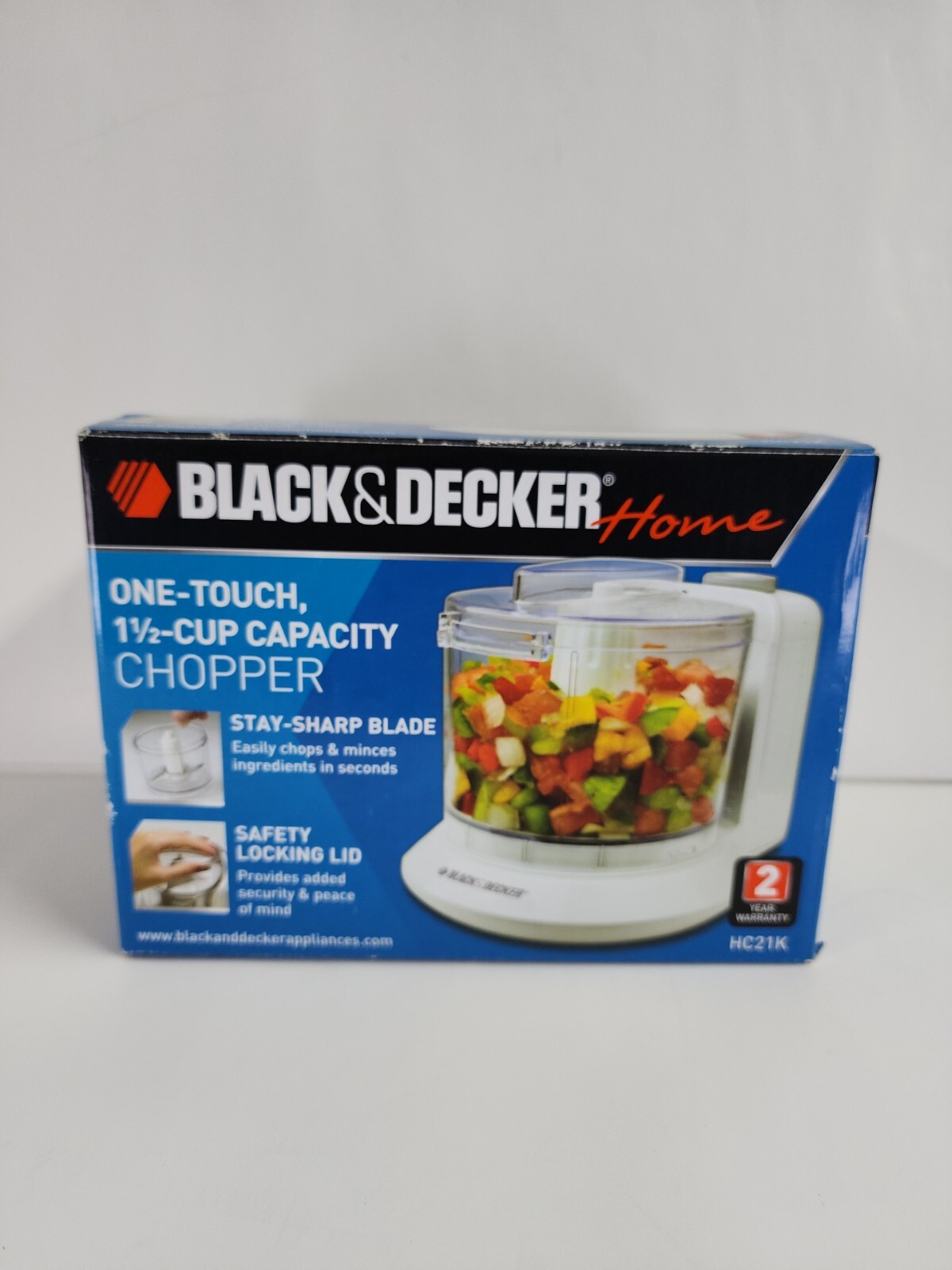 Black & Decker Home 1.5 Cup One Touch Electric Chopper White Model HC21K ,New.