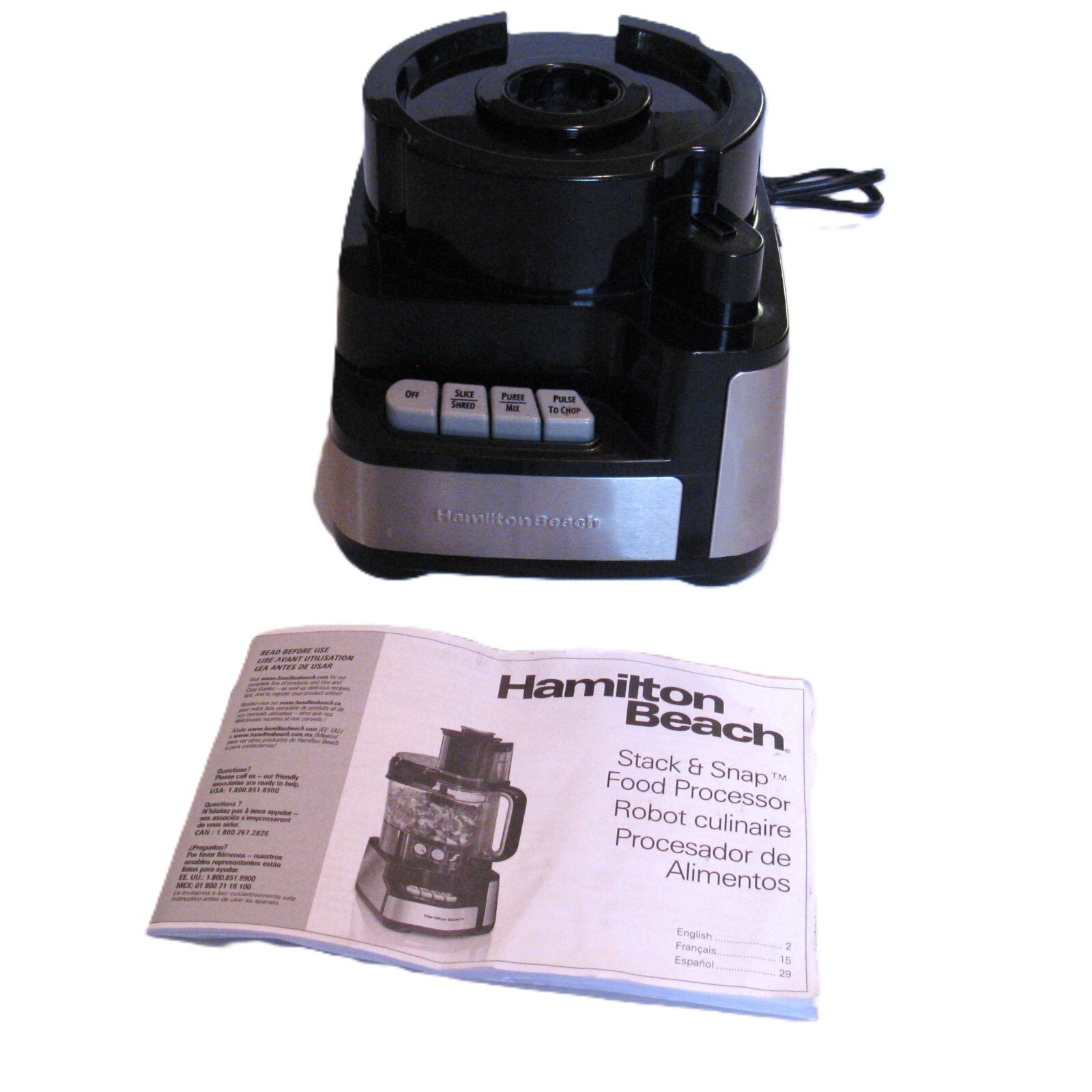 Hamilton Beach 12-Cup Food Processor 70725A Motor Base and Original Instructions
