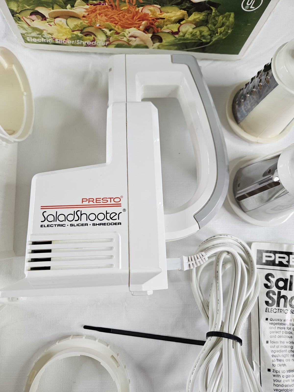 Vtg Presto Salad Shooter Electric Food Slicer Shredder Tested Cleaned Box Manual