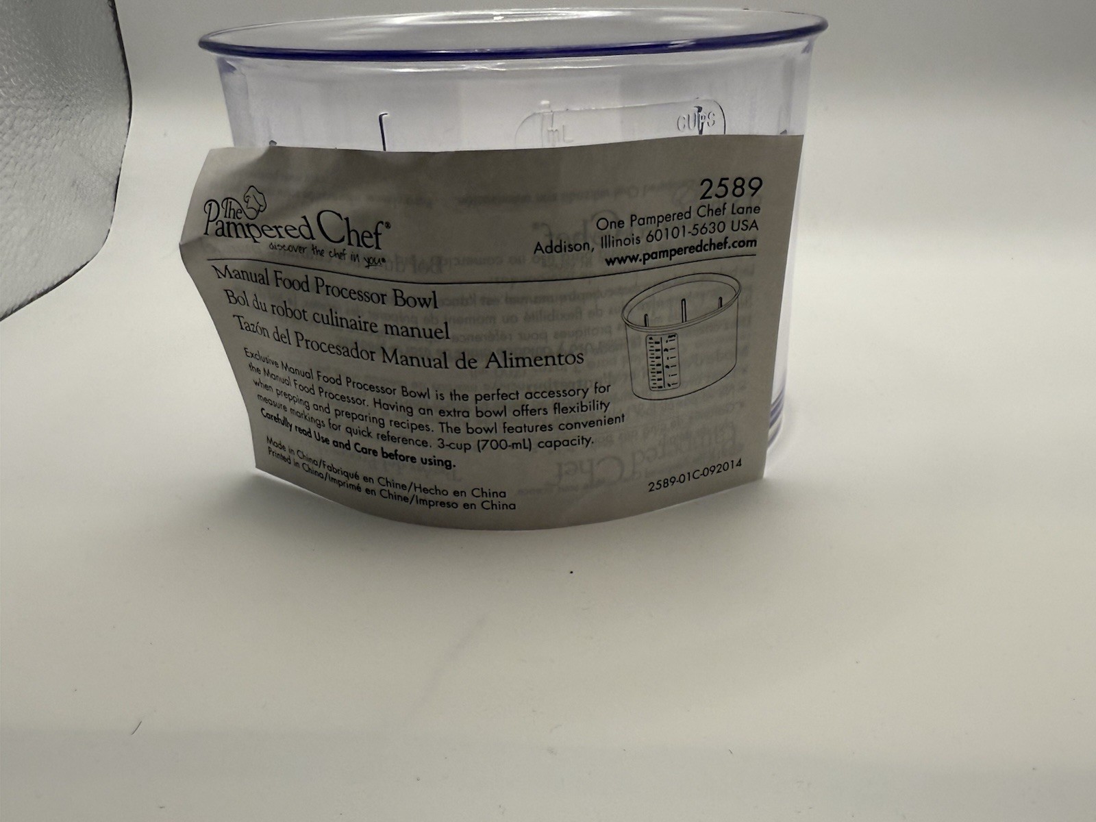 The Pampered Chef Manual Food Processor Bowl #2589 Replacement Clear Bowl W/ Lid