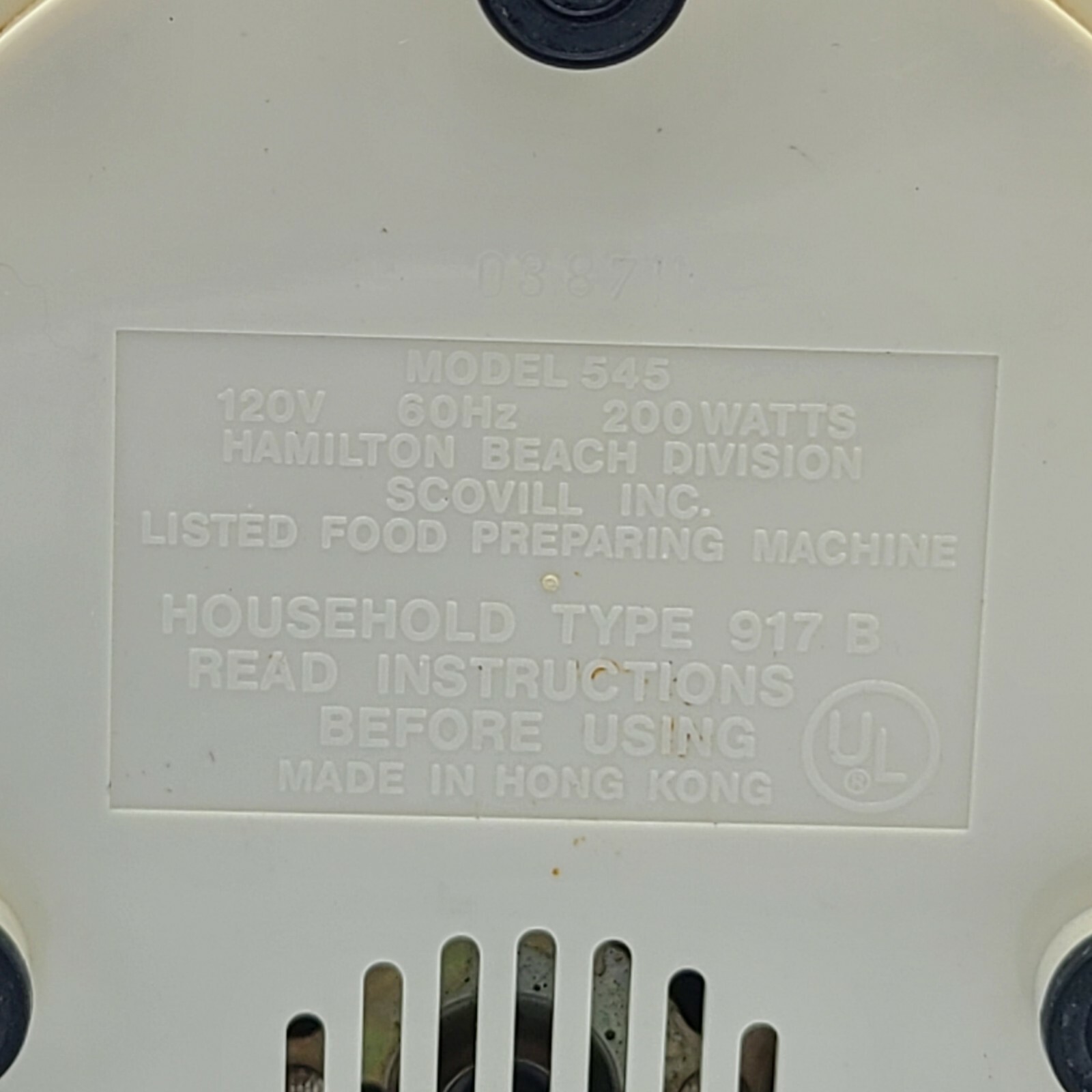 Hamilton Beach Emmie 545 Food Processor Replacement Part MOTOR/BASE TESTED