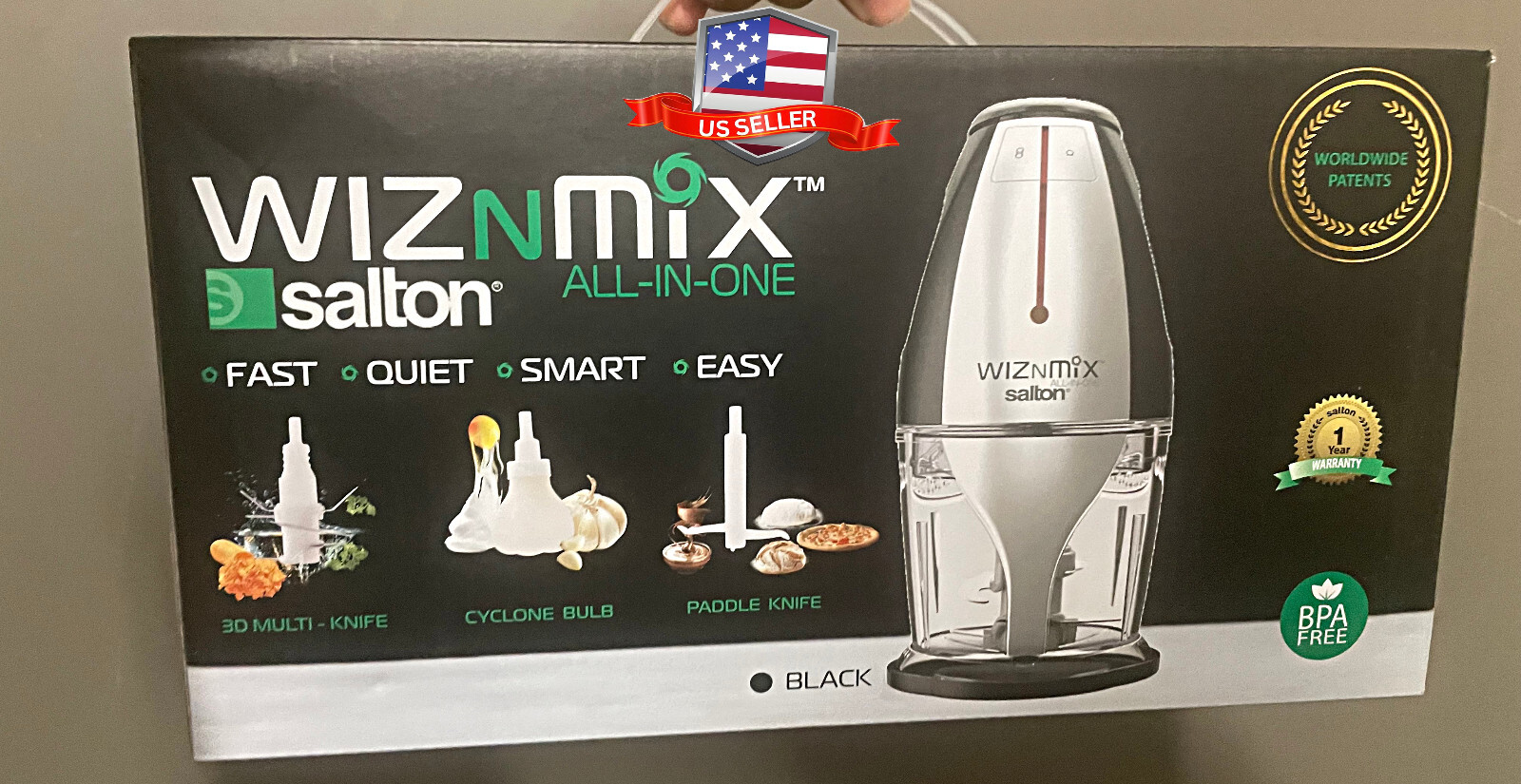 Salton WizNMix All-in-One Food Processor, Chopper & Blender for Mixing, Purees