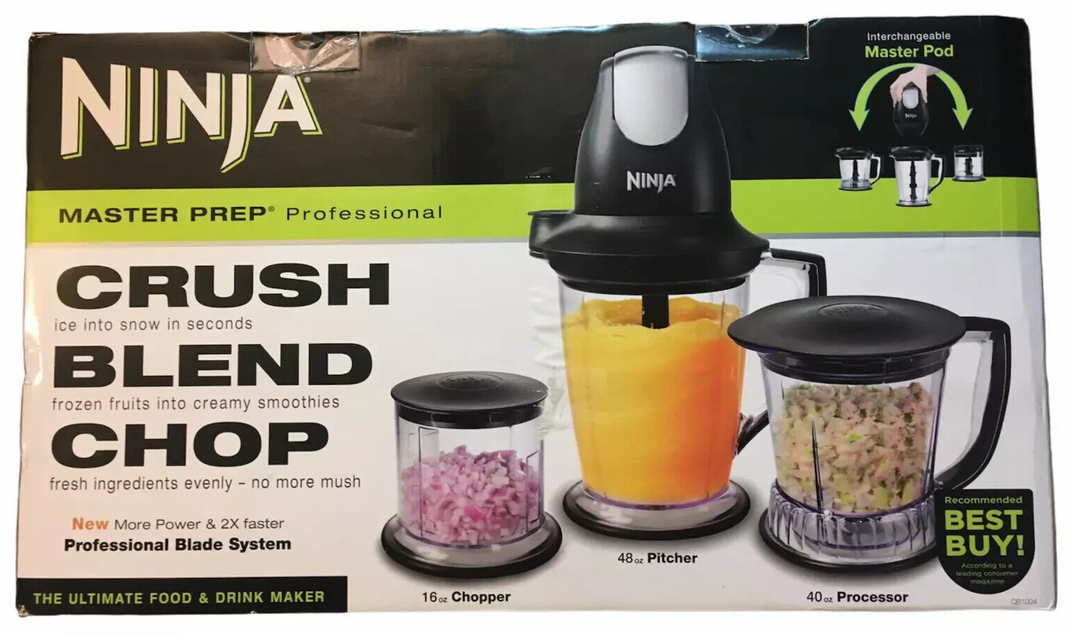 NEW Ninja Master Prep Professional Blender Food Processor w/ 16 Oz 40 Oz & 48 Oz