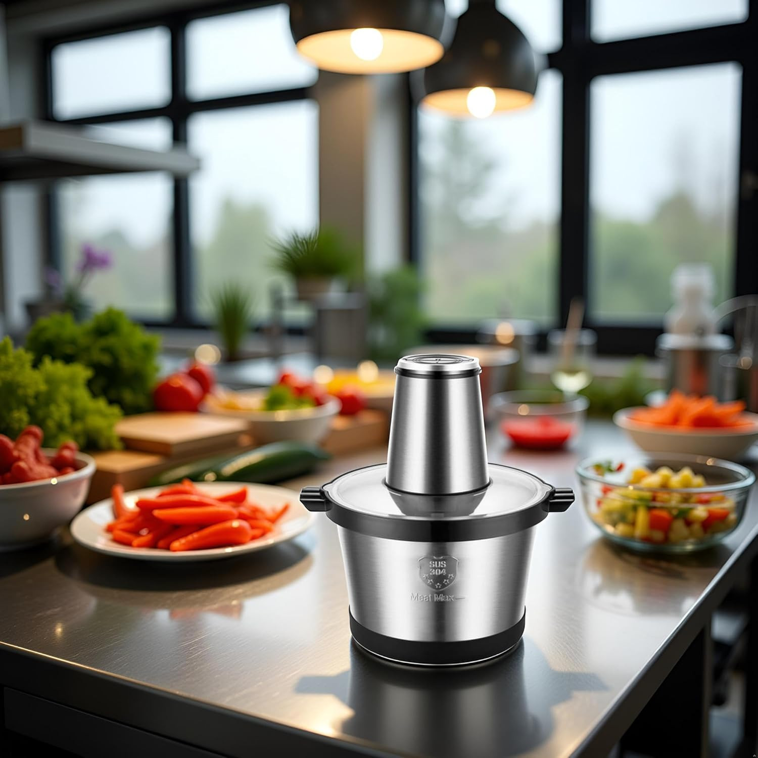 Electric Food Processor, 1000W Meat Grinder & Vegetable Chopper with 6L 304# Sta