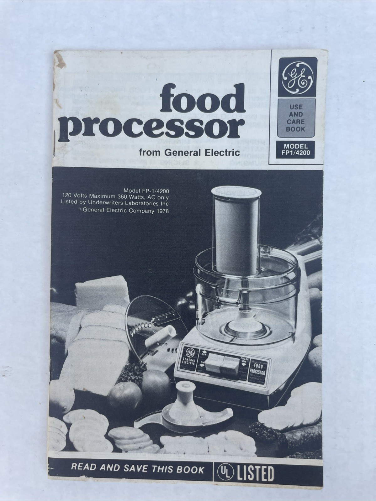 Vintage GE General Electric Food Processor Model FP1 4200 User Manual Recipes
