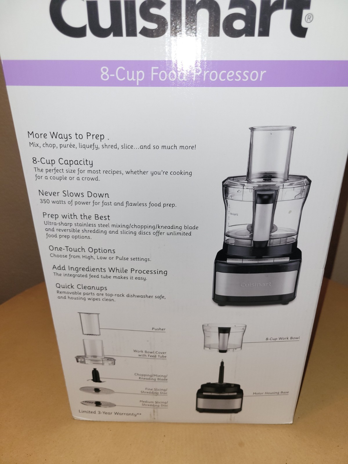 Cuisinart CFP-8BK 8-Cup Food Processor Stainless/Black 120V 350W New In Box