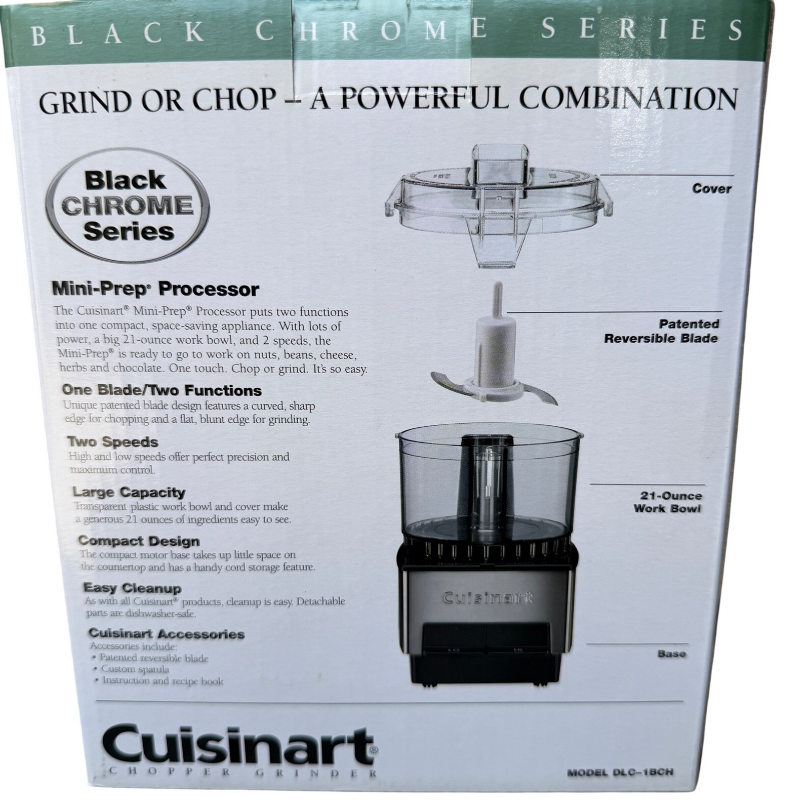 Cuisinart Mini-Prep Processor Black Chrome Series DLC-1BCH 21 Oz Capacity NEW