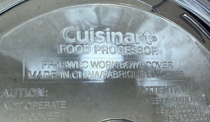 Cuisinart FP-13WBC Work Bowl Lid Cover Large Feed Food Processor Replacement