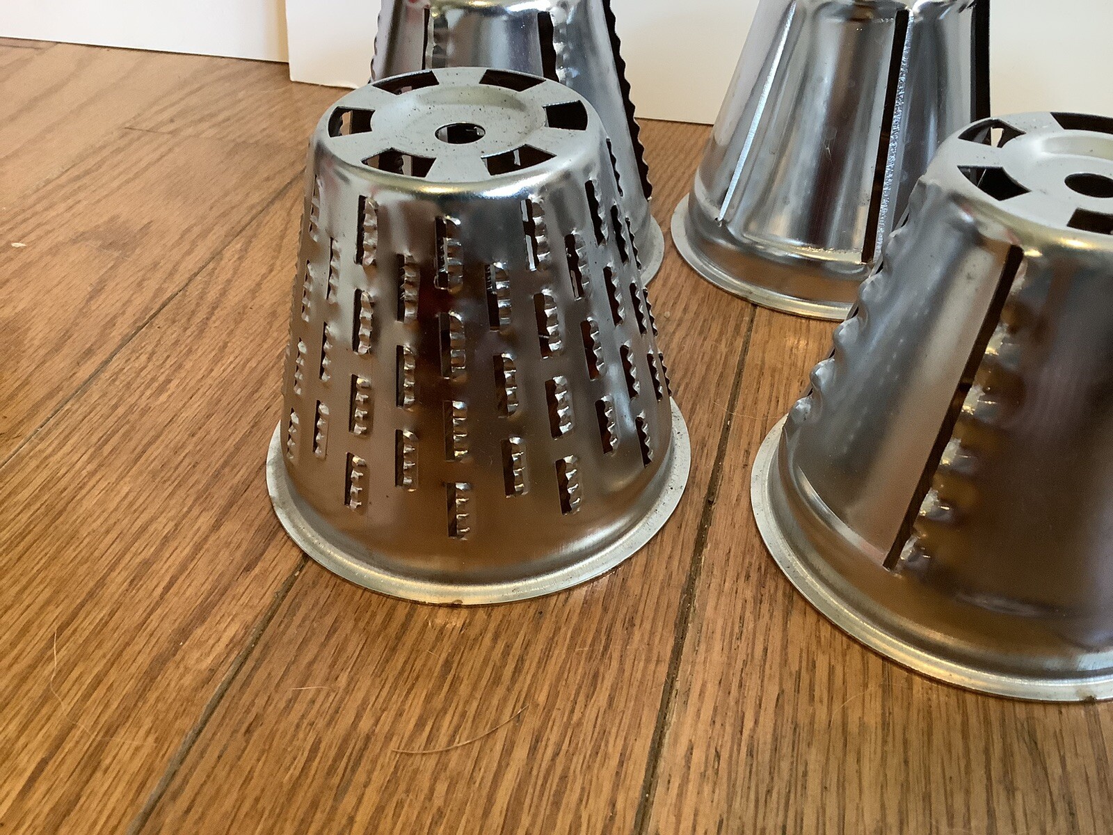 Vintage Manual Food Processor Machine 5 Cones Blades Stainless No Base