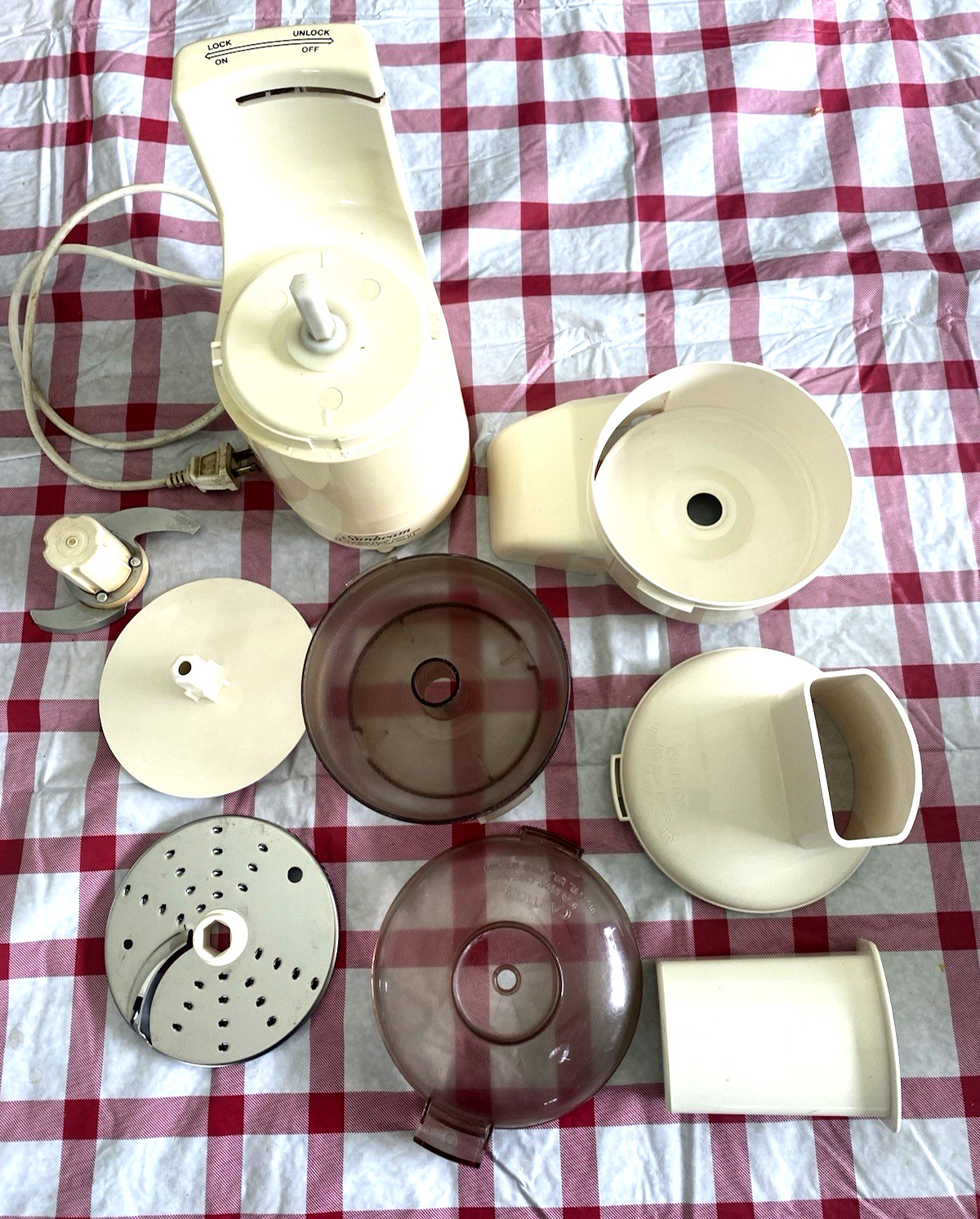 WORKS Sunbeam Oskar 14081 Food Processor COMPLETE Slicer Shredder France 1980s
