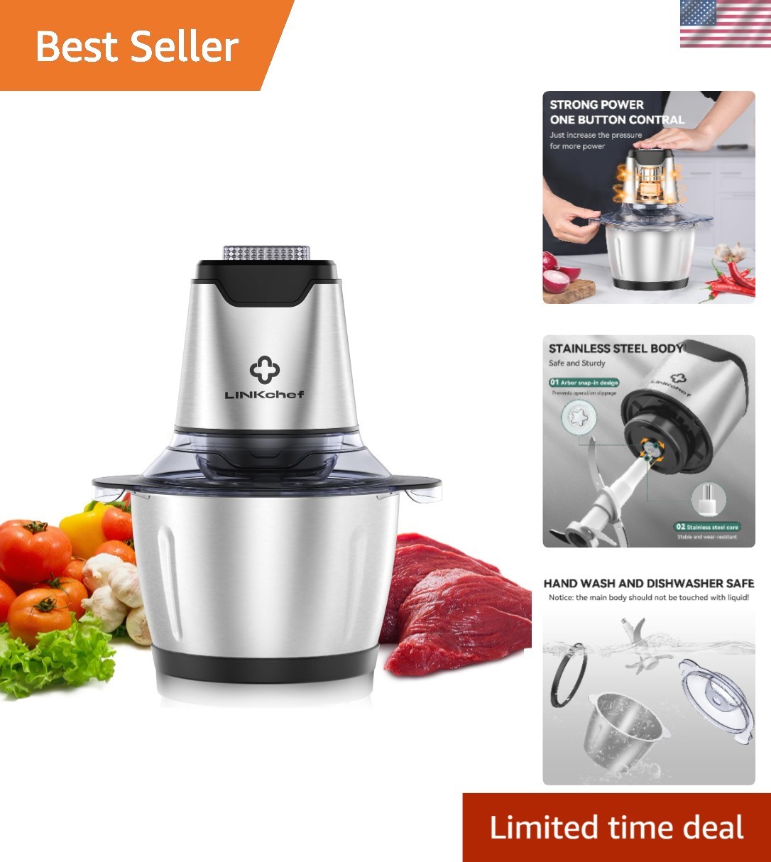 5 Cup Stainless Steel Food Processor – Quick & Versatile Chopper for Home Chefs