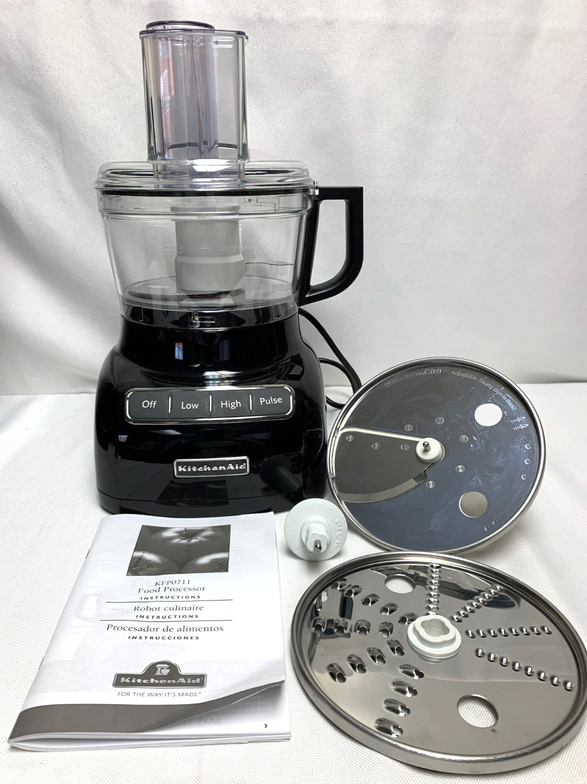 KitchenAid KFP0711 Food Processor Onyx Black Accessories + Instructions 7 Cup