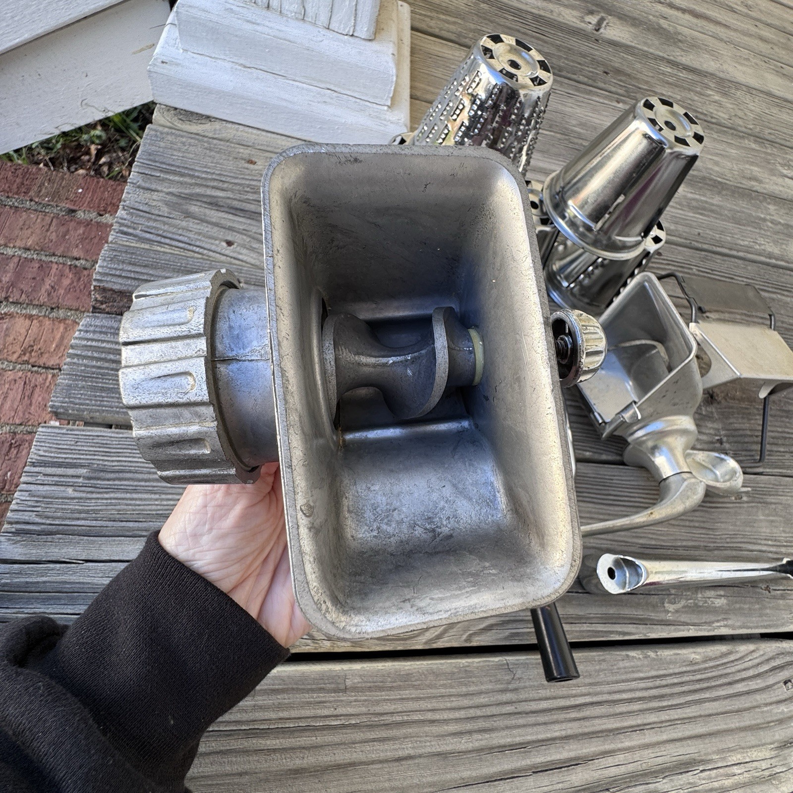 Vintage vegetable Food Processor Chopper Shredder Slicer 5 Cones Multiple Pieces