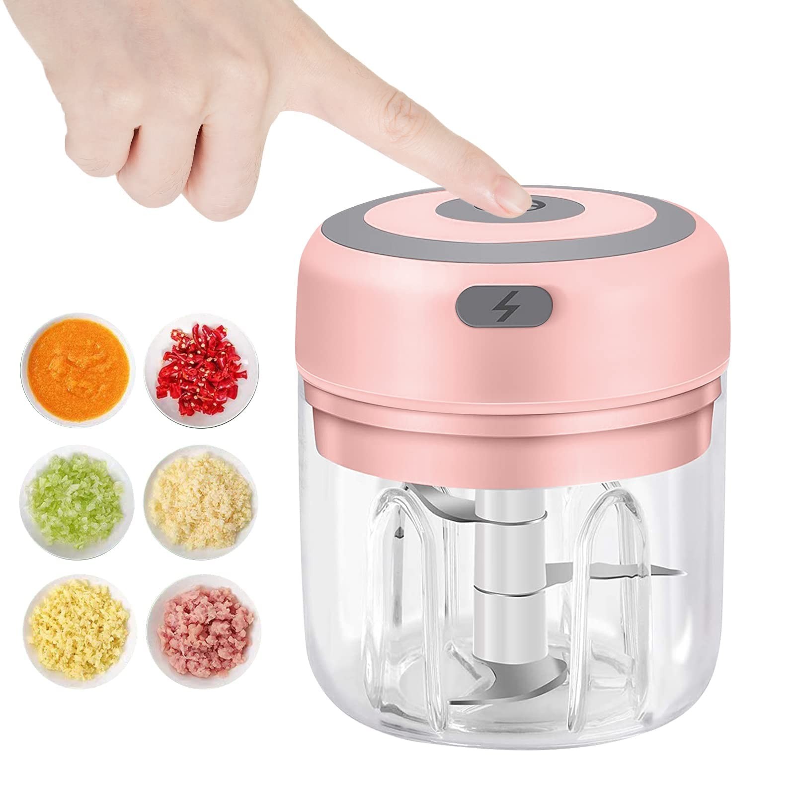 Electric Mini Garlic Chopper, 250ML USB Food Chopper Mincer, Vegetable Onion …