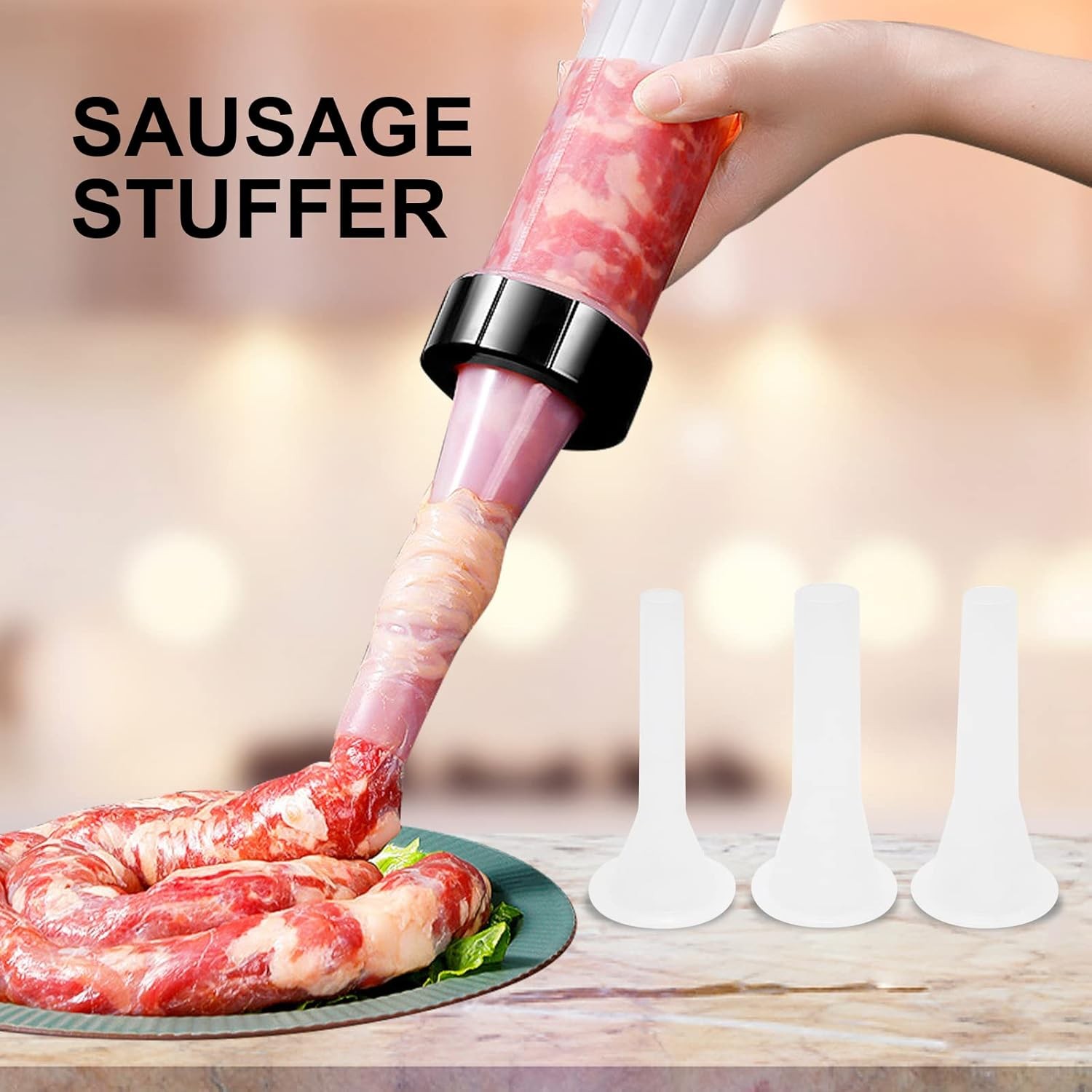 Homemade Sausage Maker Kitchen Stuffer Tool Manual Meat Filling…