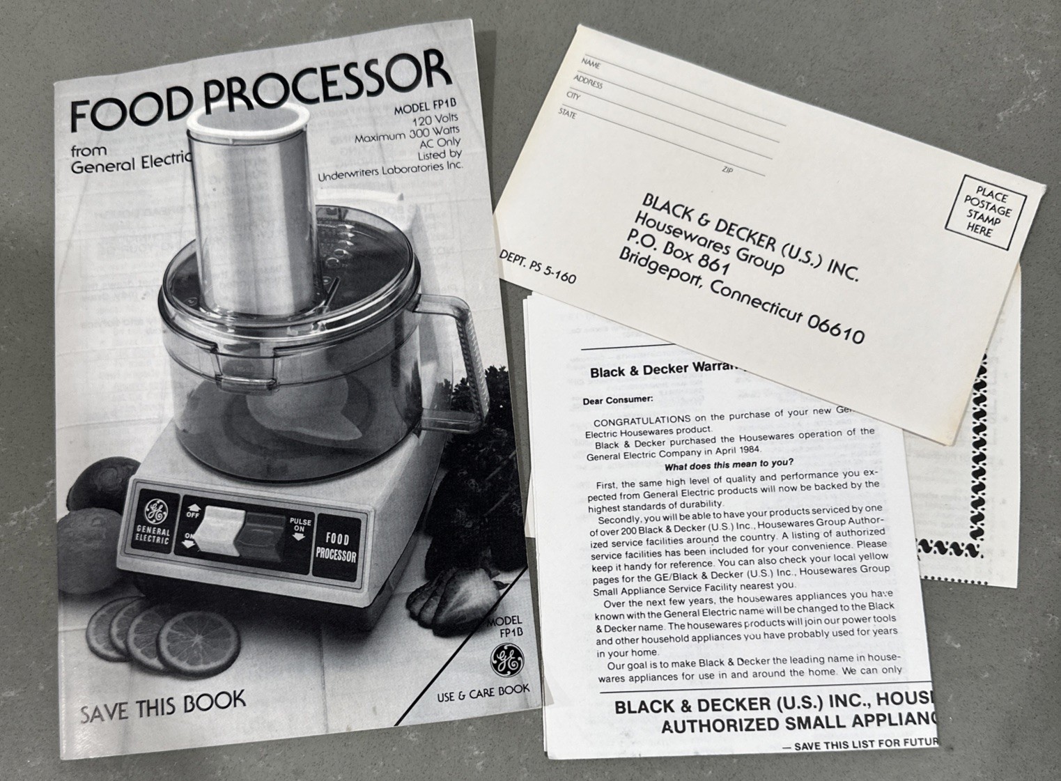 NEW UNUSED GE Food Processor Model FP1B Vintage General Electric