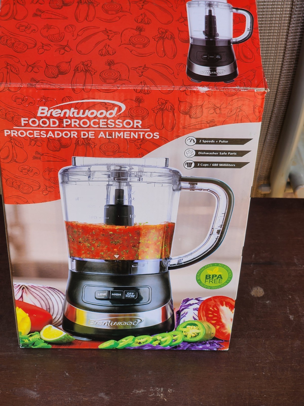 Brentwood Food Processor NIB 3 Cups, 2 Speed + pulse