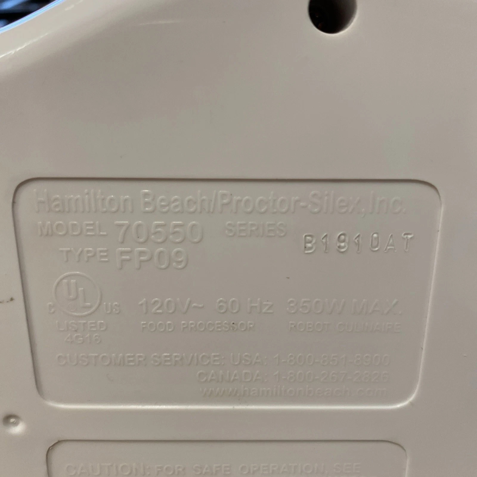 Hamilton Beach Food Processor 70550 FP09 Replacement Plastic Locking Lid Clear
