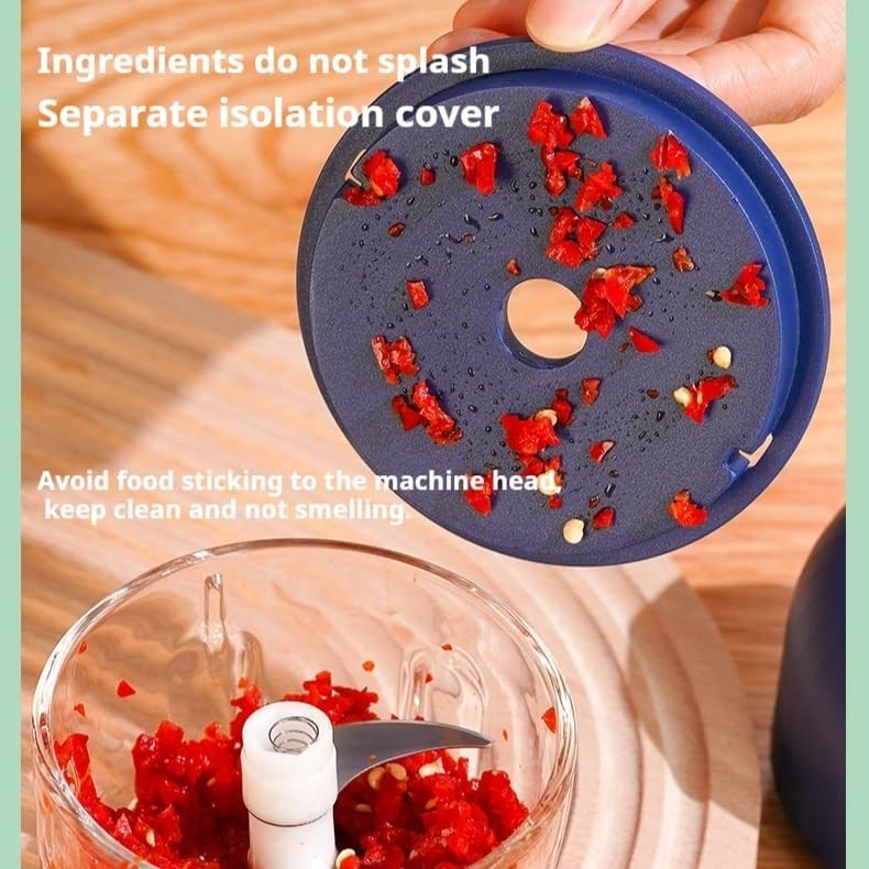 Compact Electric Chopper with Stainless Steel Blades for Effortless Food Prep