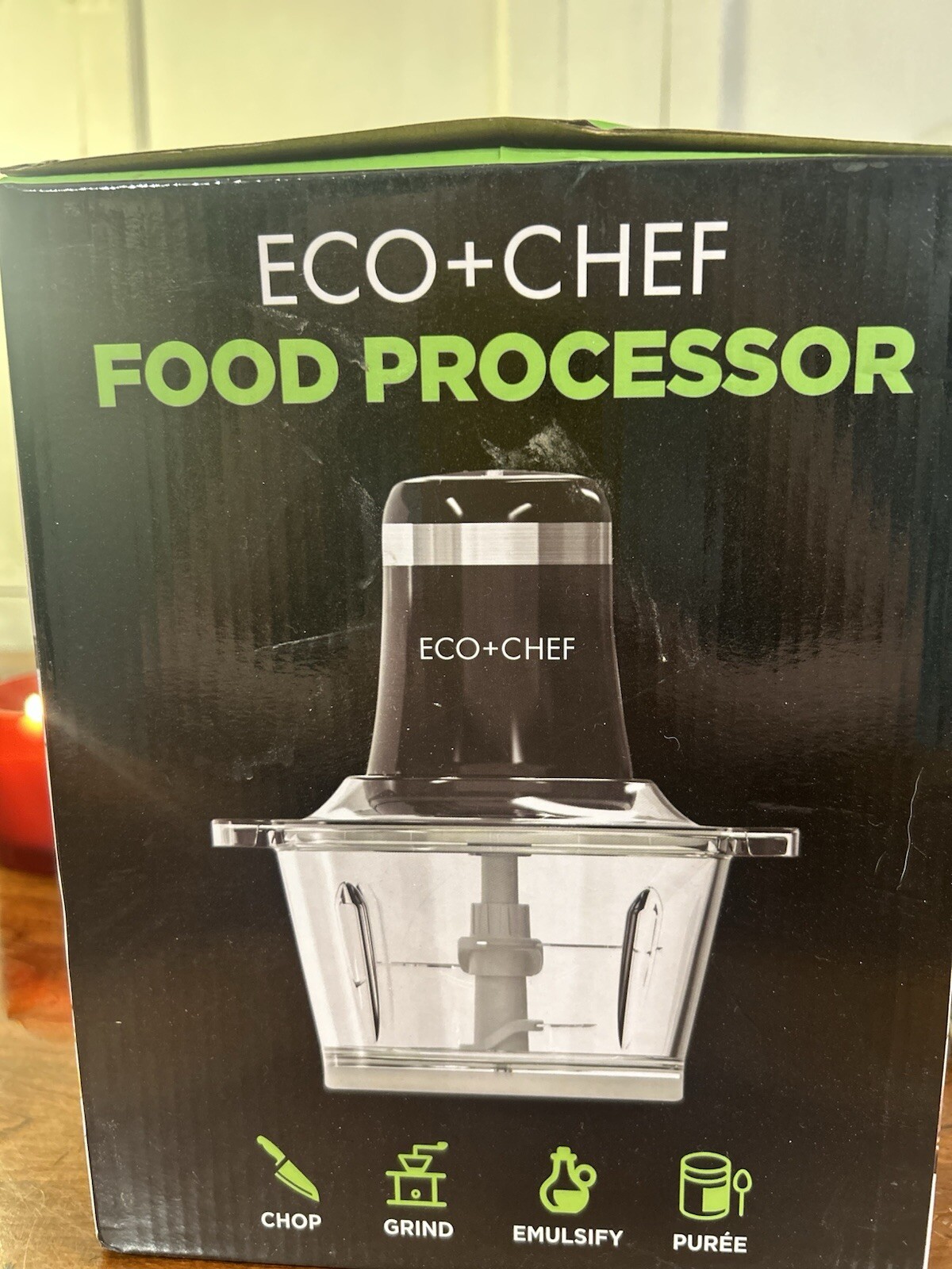 ECO + CHEF 7.5 CUP FOOD PROCESSOR Grind, Chop, Emulsify, And Purée. Glass Bowl