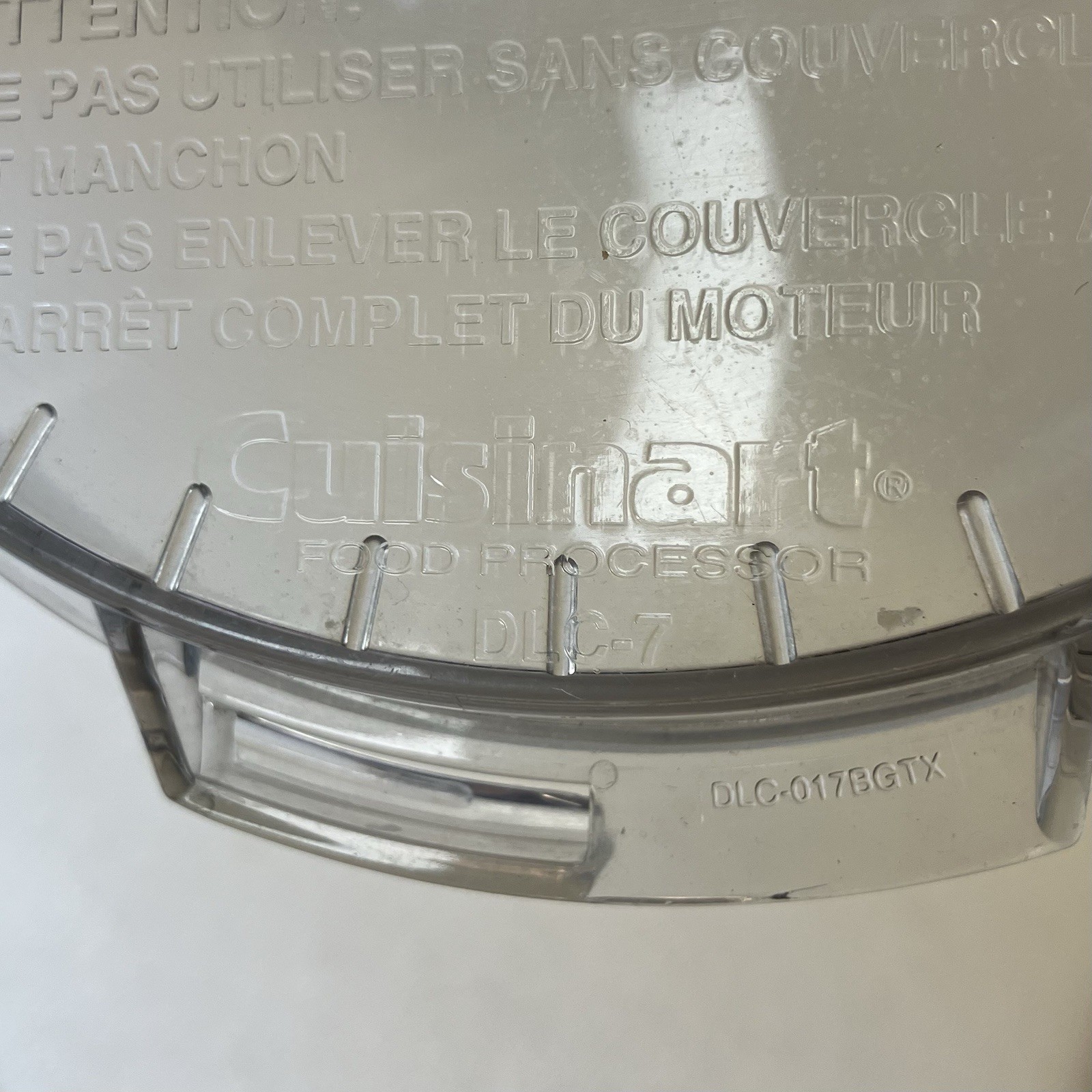 Cuisinart DLC-7 Super Pro Food Processor Clear Lid Chute NO Pusher DLC-017BGTX