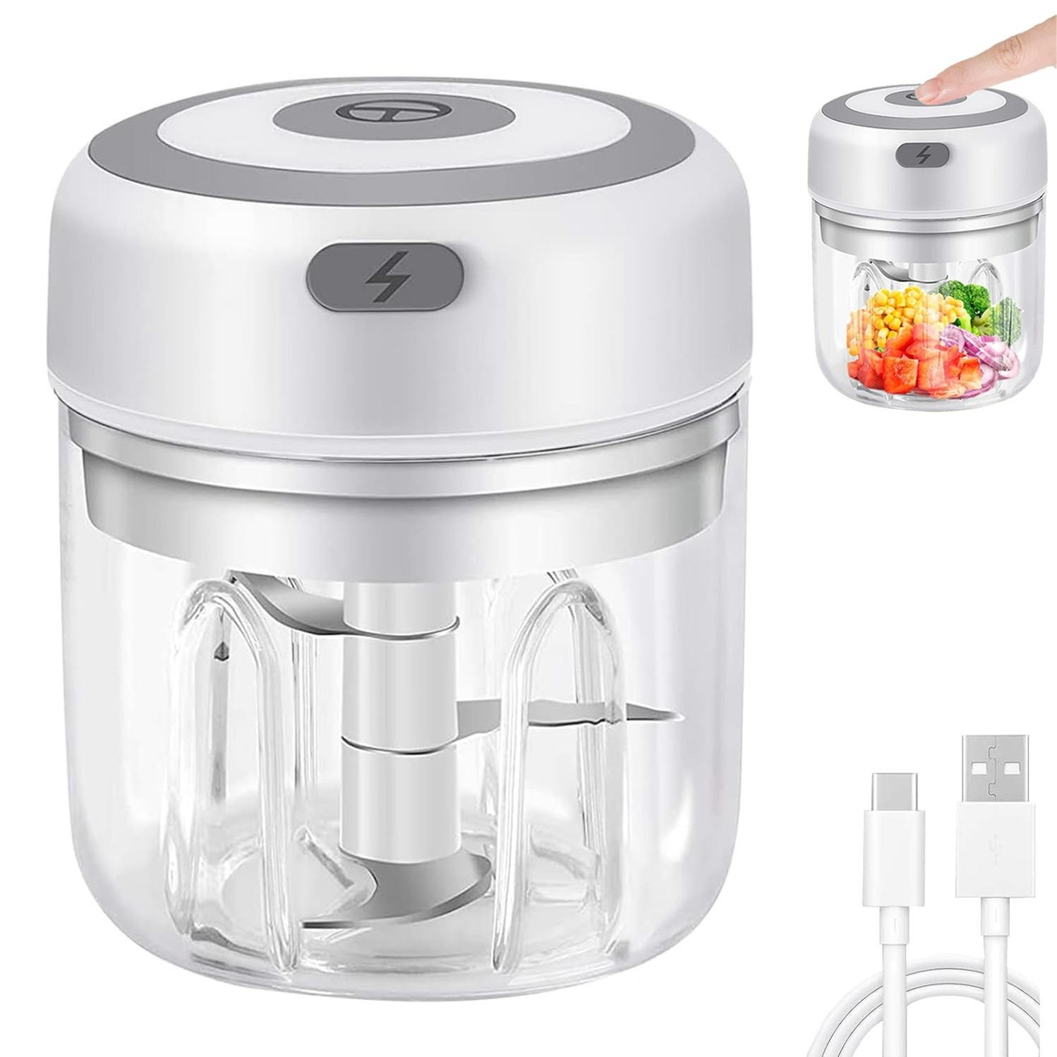 USB Electric Vegetable Chopper, Portable Food Processor for Ginger Chili