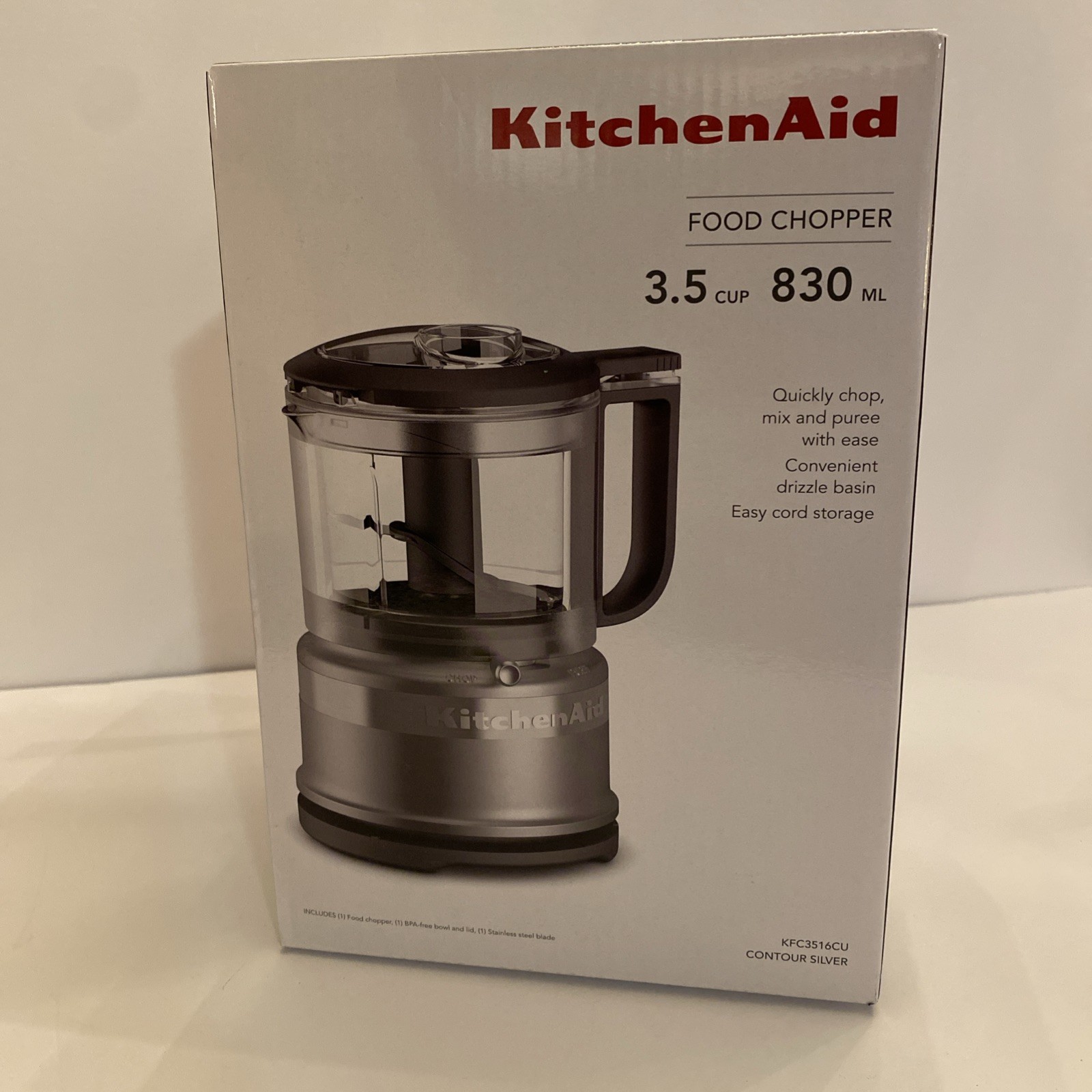 KitchenAid Contour Silver 3.5-Cup Food Chopper Mini Processor Mixer Kitchen
