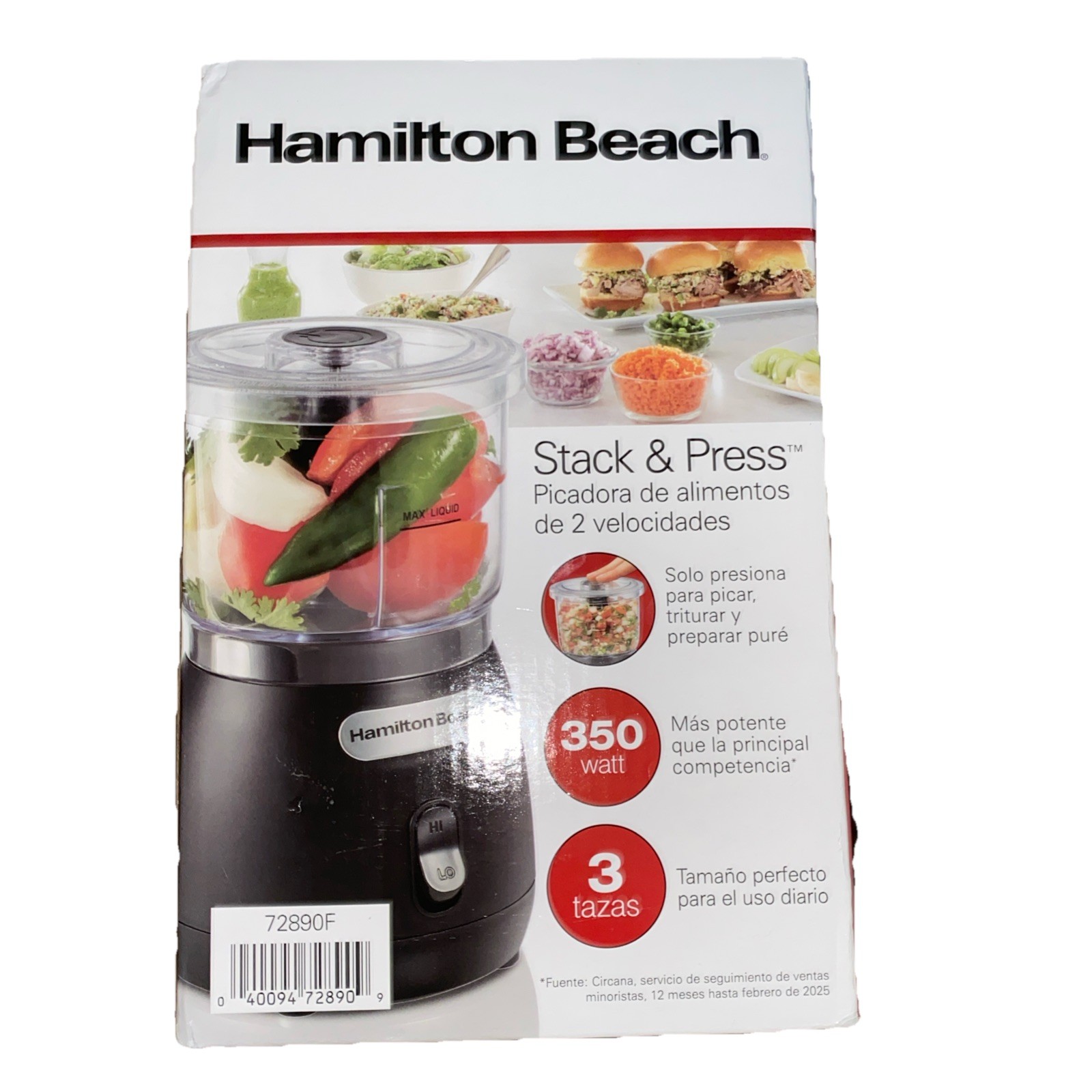 Hamilton Beach Food Chopper, 3 Cup, Stack & Press, 2 Speed, Mini Food Processor