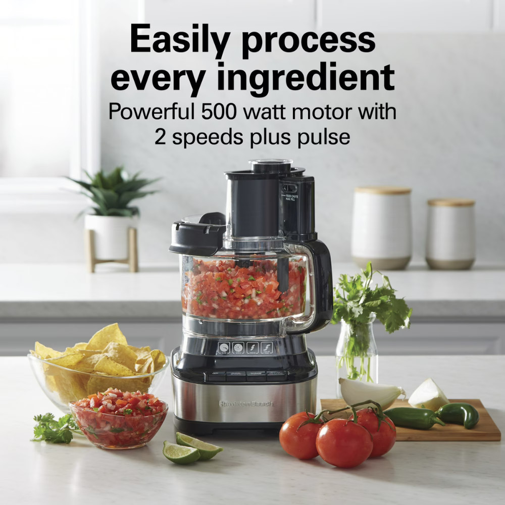 Hamilton Beach 10-Cup Food Processor, Stack & Snap, Bowl Scraper, Black, 70822FG