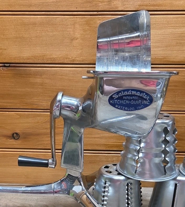 Saladmaster Food Processor With Stand And 5 Cone Attachments & Shield As Shown