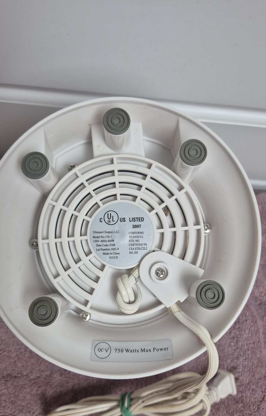 Ultimate Chopper CH-1 White Food Processor 750 Watts Max Power