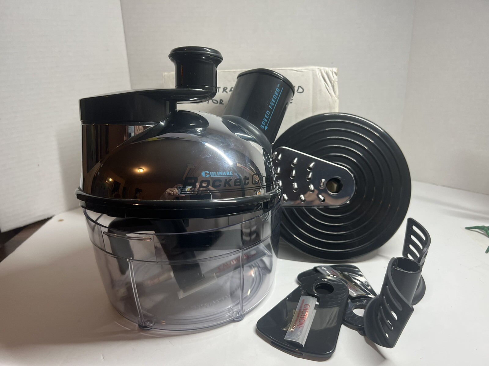 Culinare Rocket Chef 2 Speed Manual Food Processor Complete Set W/extra Bowl&lid